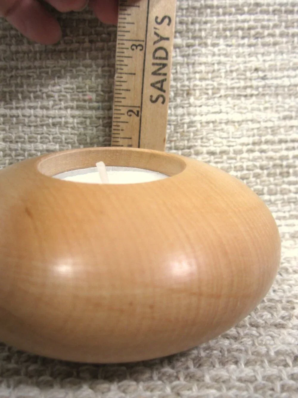 NEW Birch or Beech Wood Turned Tea Light Candle Holder Contemporary MCM Round